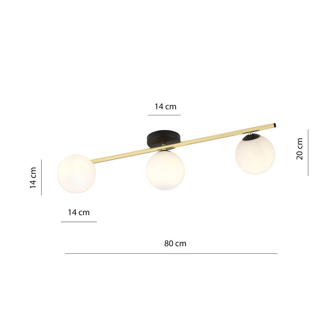 Loftlampe SPLENDI 3 - Sort / Hvid / Guld - Nordic Unique