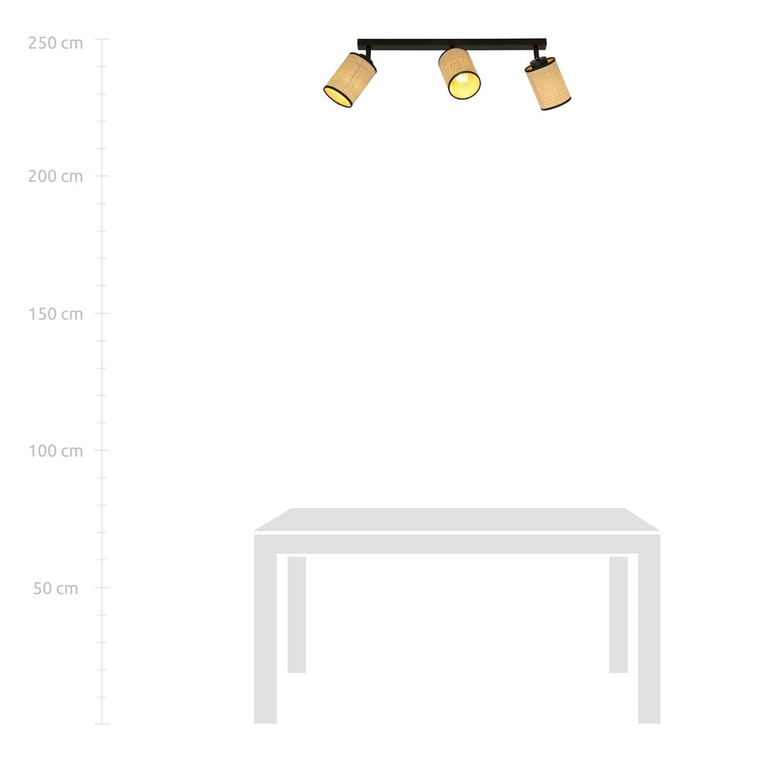 Loftlampe YOGA 3 - Sort / Rattan - Nordic Unique