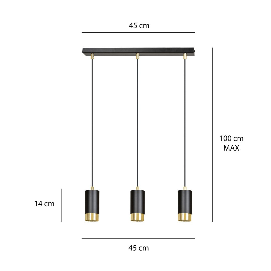 Loftlampe FUMIKO 3 - Sort / Guld - Nordic Unique