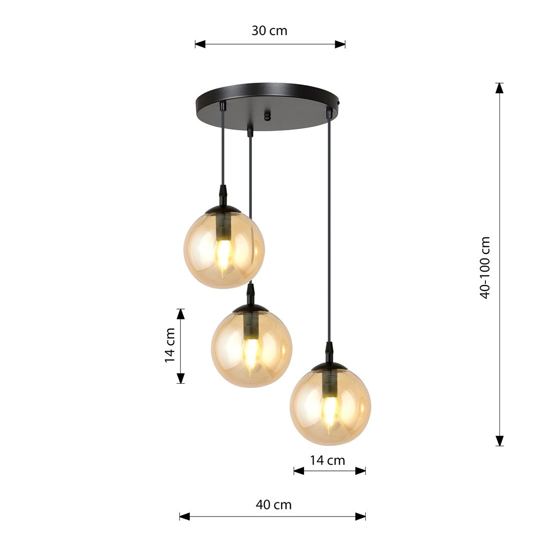 Loftlampe COSMO 3 Premium - Sort / Rav - Nordic Unique