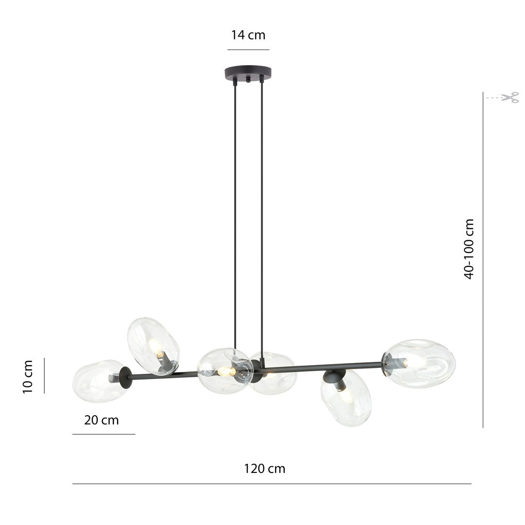 Loftlampe PANDORA 6 Gennemsigtig - Sort - Nordic Unique