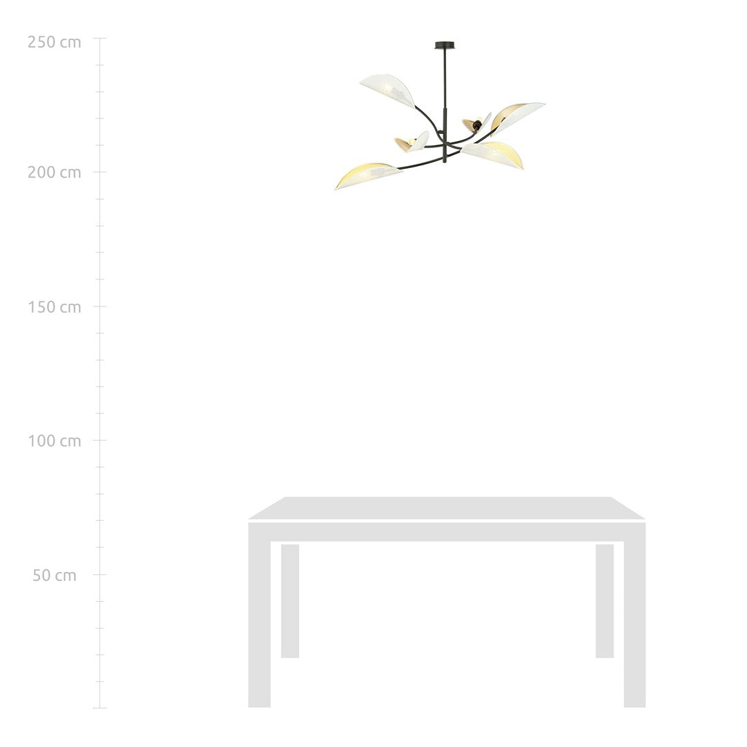 Loftlampe LOTUS 6 - Hvid / Guld - Nordic Unique