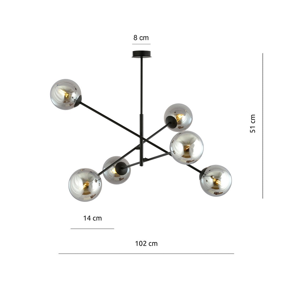 Loftlampe LINEAR 6 - Sort / Grafit - Nordic Unique