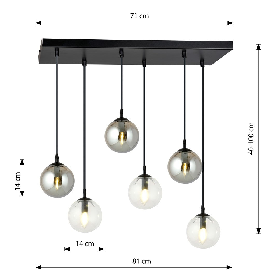 Loftlampe COSMO 6 - Sort / Grafit - Nordic Unique