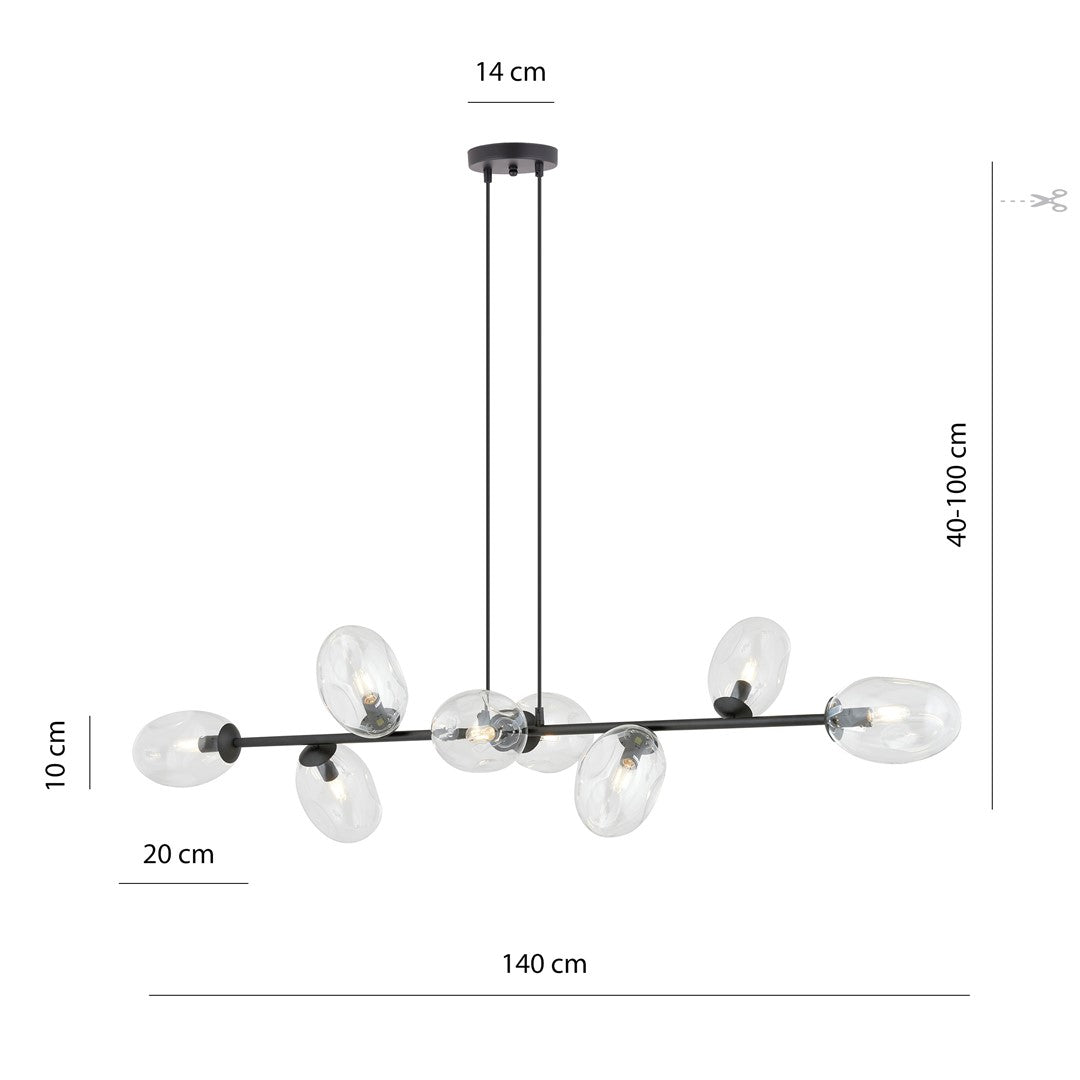 Loftlampe PANDORA 8 Gennemsigtig - Sort - Nordic Unique