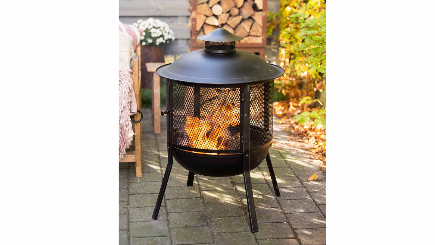 Kansas Bålfad med Låg – Sort - Nordic Unique