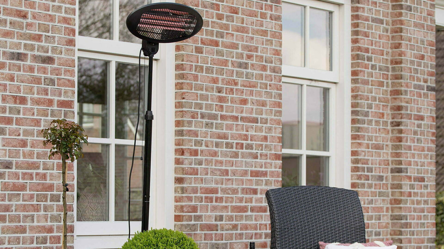 Elektra Quartz Fritstående Terrassevarmer – Sort (2000W) - Nordic Unique