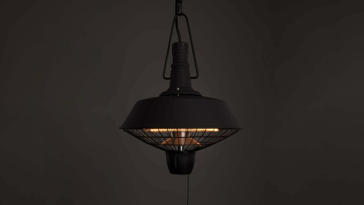 Indus Bright Hængende Terrassevarmer – Sort (2100W) - Nordic Unique