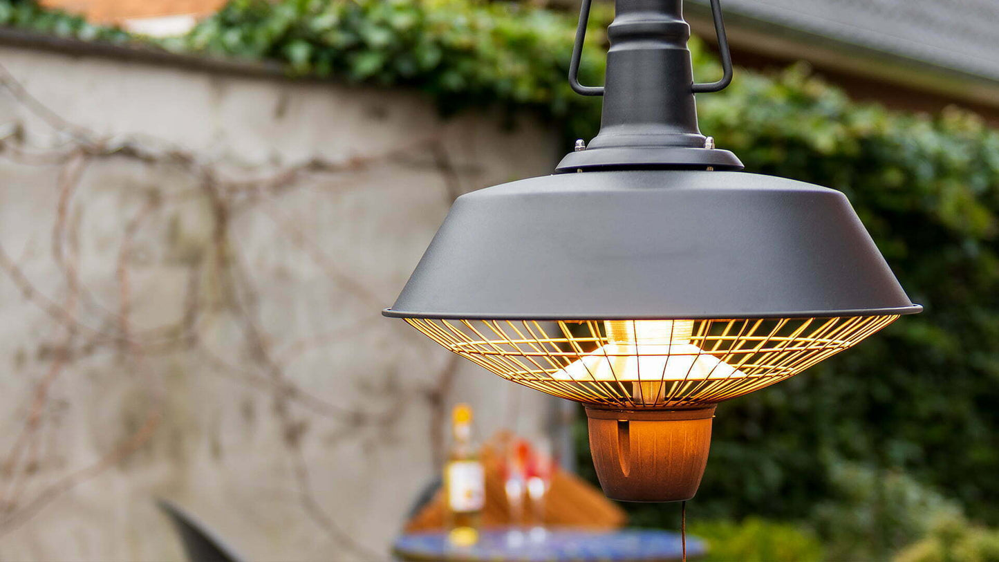 Indus Bright Hængende Terrassevarmer – Sort (2100W) - Nordic Unique