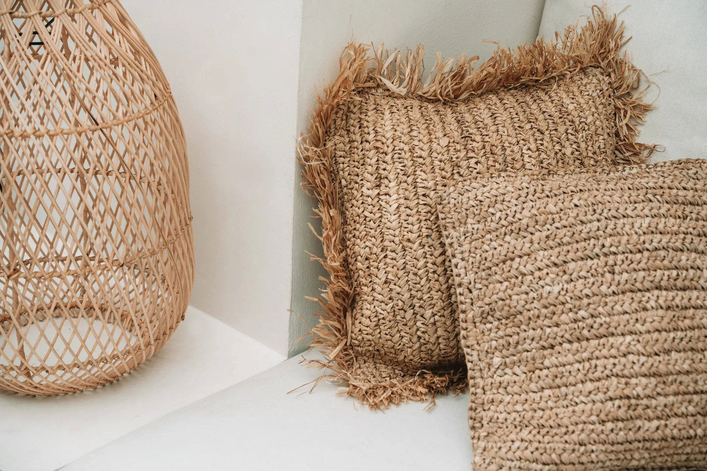 Raffia Flores Pudebetræk Firkantet - Naturlig - 40x40cm