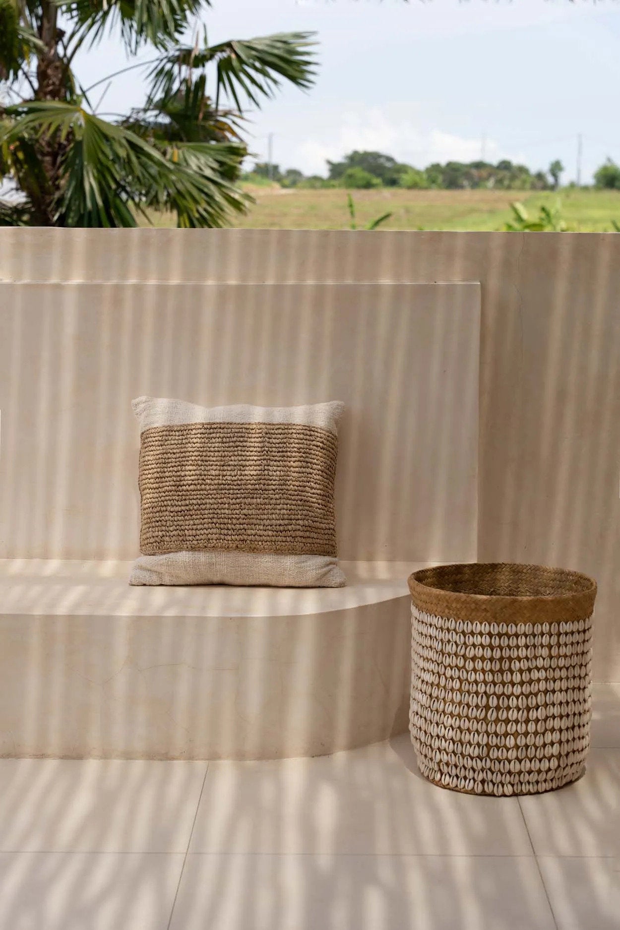 Raffia Stempel Pudebetræk - Naturlig