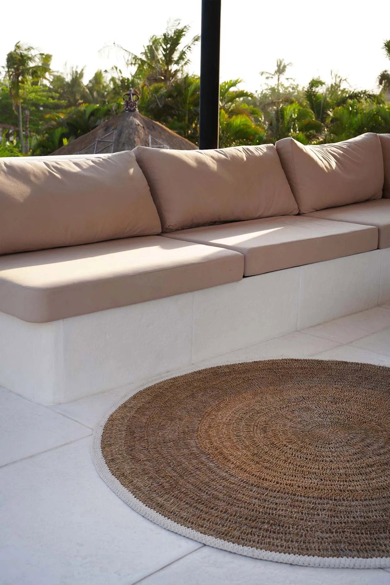 Seagrass & Cotton Rund Matta - Naturvit - 100cm