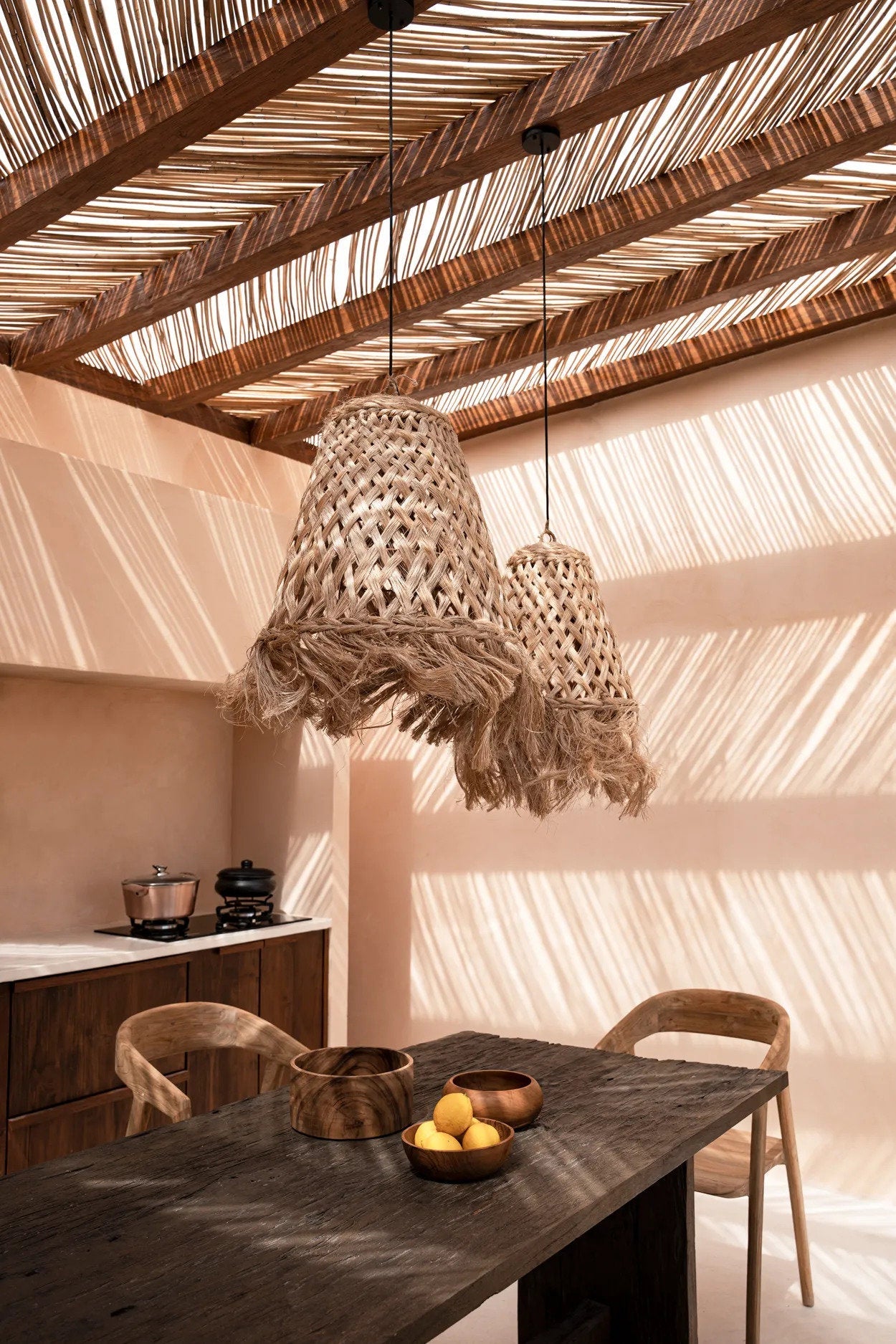 Abaca Jelly Fish Lamp Pendel - Naturlig - M
