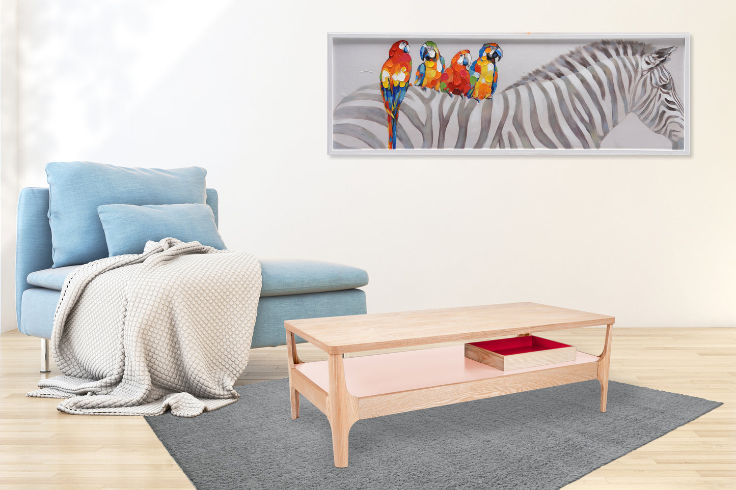 Kaffebord Avery III - Ask / Lyserød - Nordic Unique