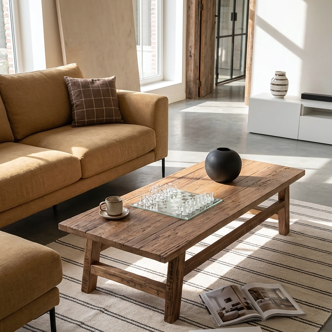Farmwood træ sofabord, rektangulært - 140x60x35 cm