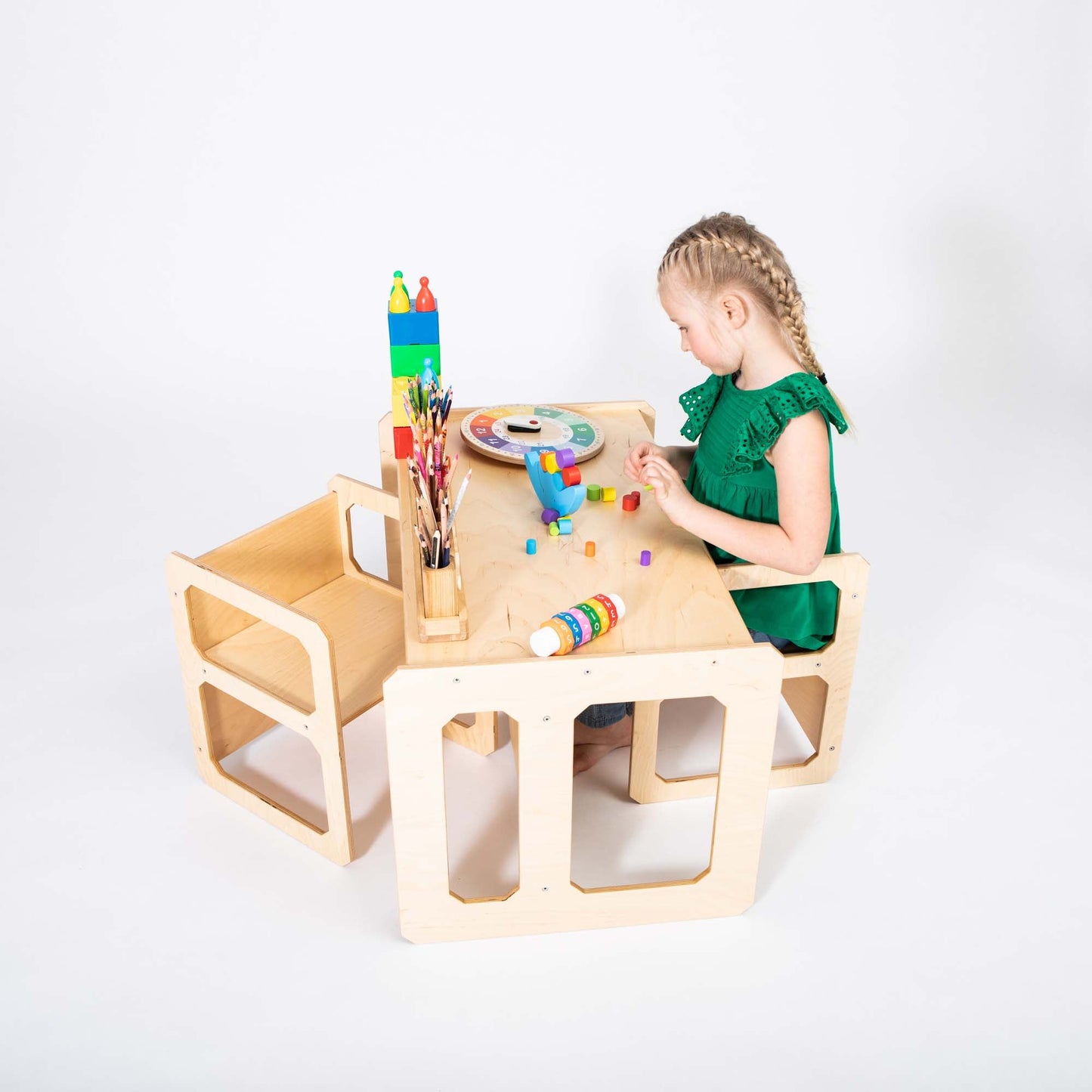 Montessori Fravænningsbord med 2 Stole – Natur - Nordic Unique