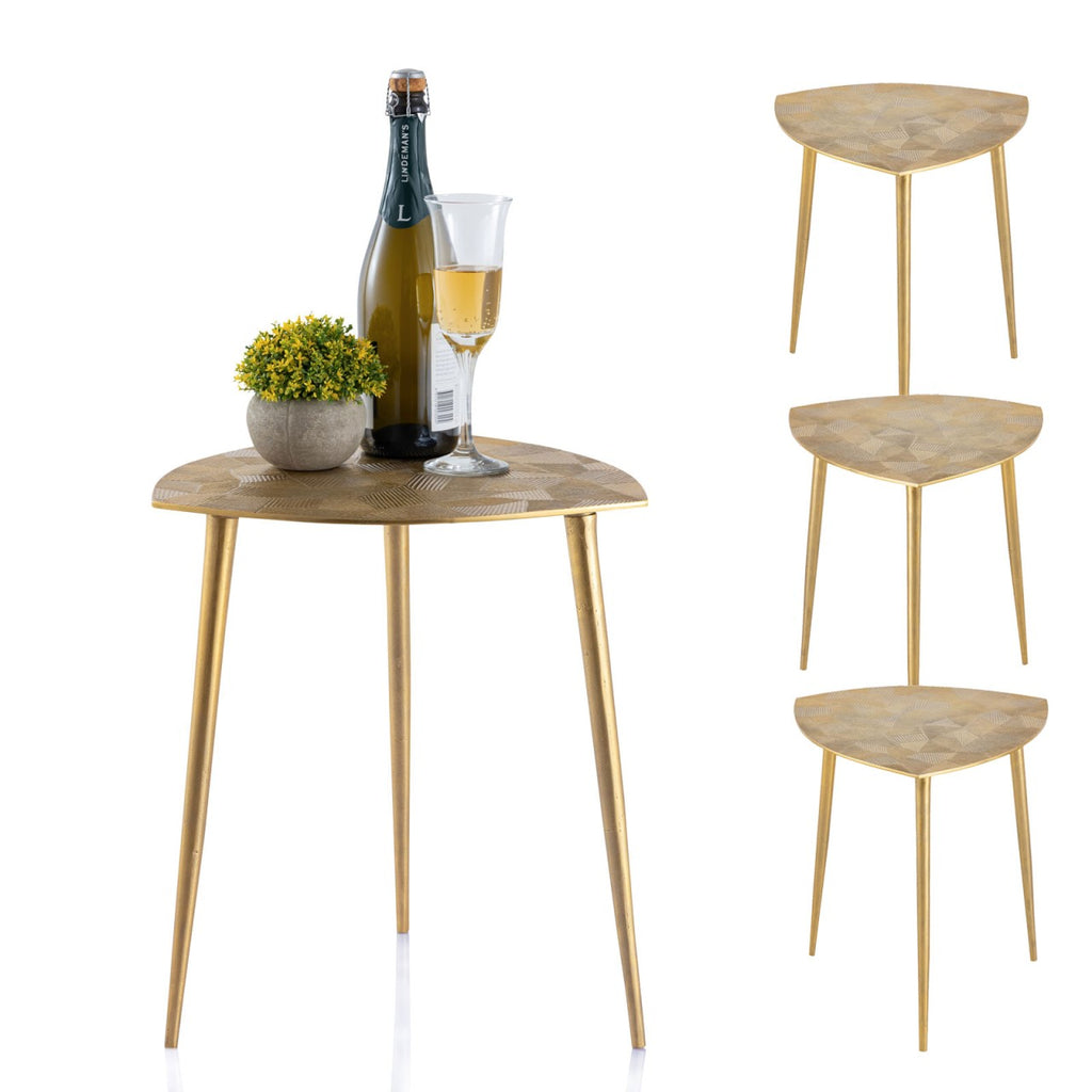 Sidebord i metal, trekantet klassisk design guld - Nordic Unique