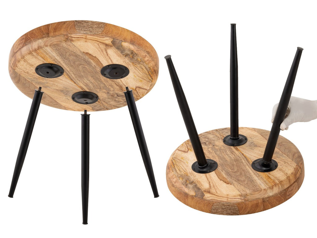 Sidebord i træ og metal, rundt Ø40cm - Nordic Unique