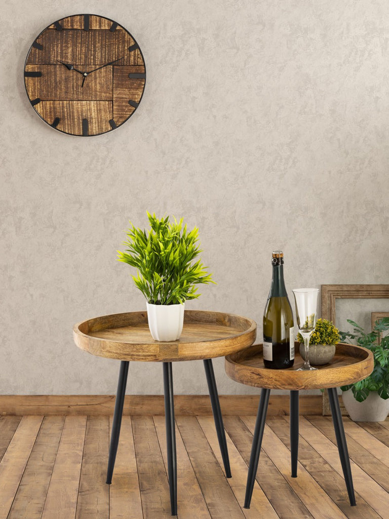 Sidebord i træ og metal, rundt Ø50cm - Nordic Unique