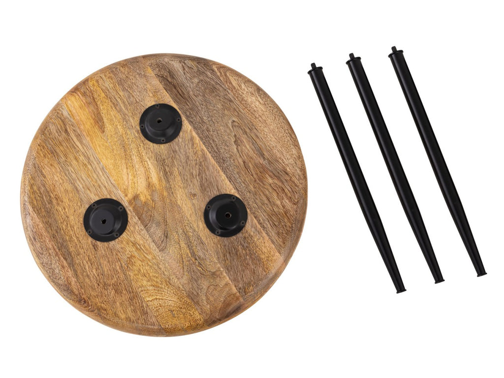 Sidebord i træ og metal, rundt Ø50cm - Nordic Unique