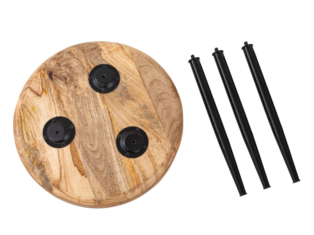 Sidebord i træ og metal, rundt Ø40cm - Nordic Unique