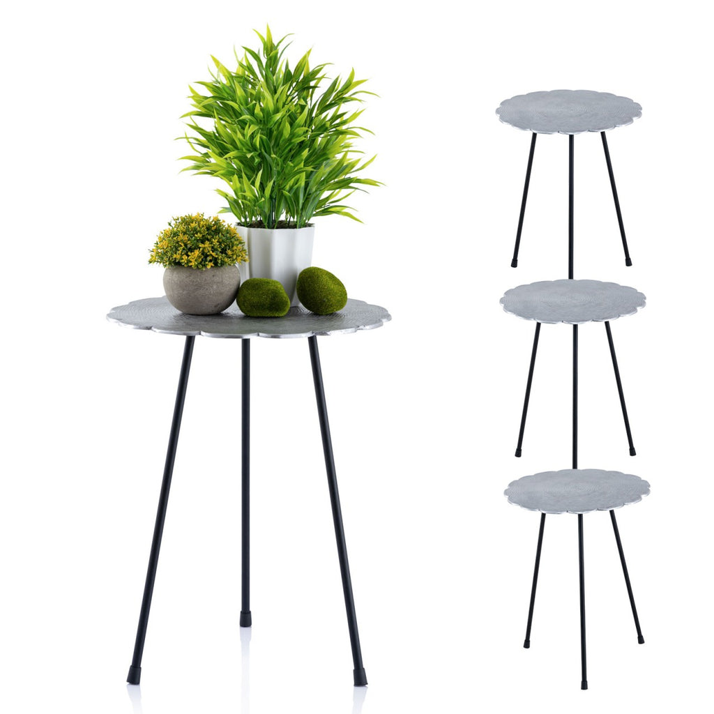 Sidebord i metal, rund klassisk design sølv - Nordic Unique