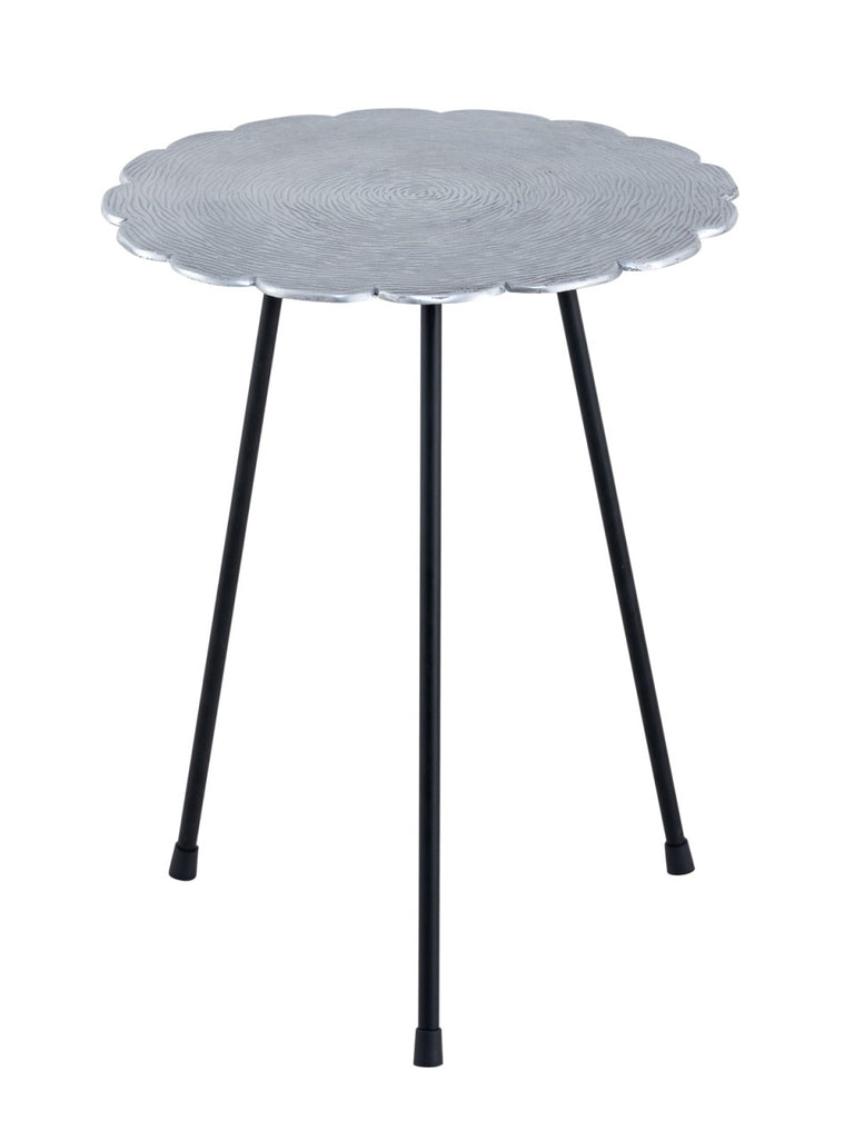 Sidebord i metal, rund klassisk design sølv - Nordic Unique