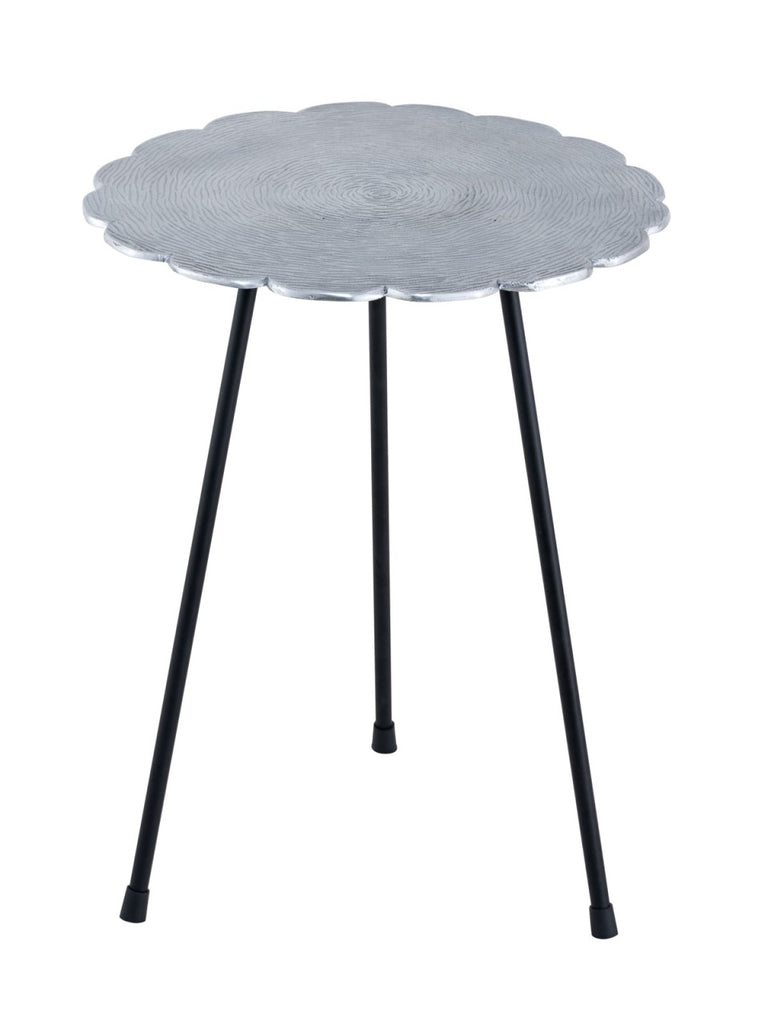 Sidebord i metal, rund klassisk design sølv - Nordic Unique