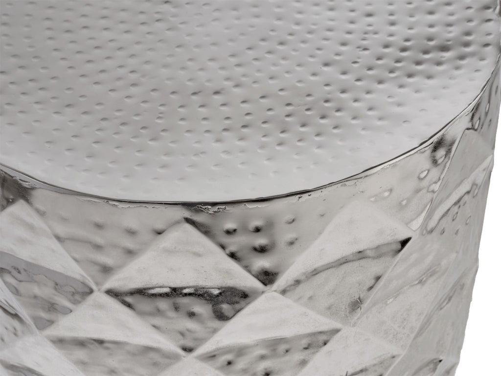 Sidebord/dekobord rund, honeycomb design metal, sølv - Nordic Unique