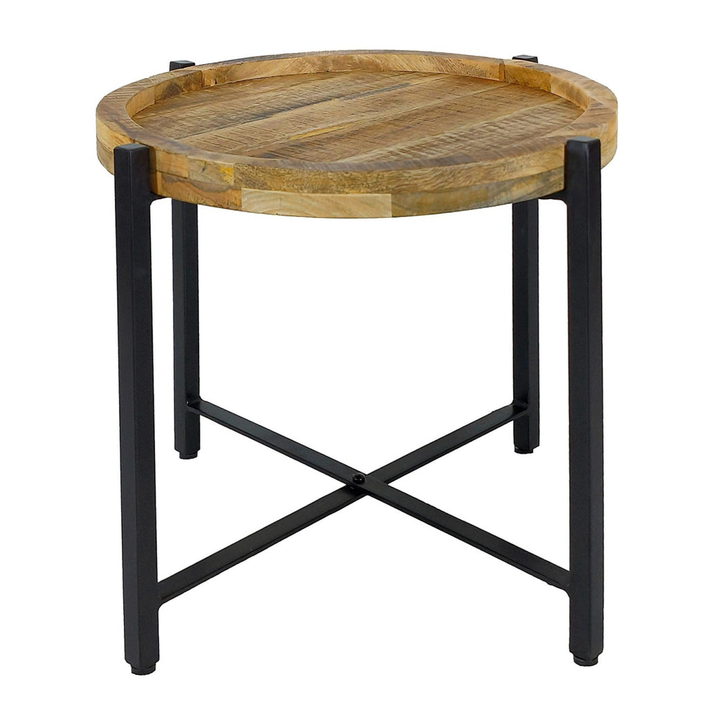Sidebord Ø46xH45cm metal og træ sort