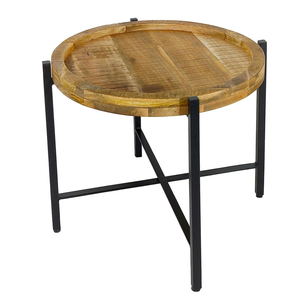 Sidebord Ø46xH45cm metal og træ sort