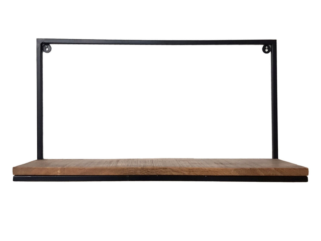 Bogreol/Væghylde 75x40x20cm i matsort metalramme