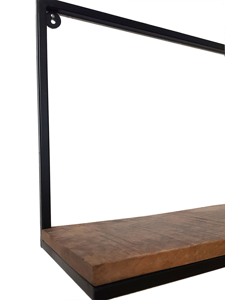 Bogreol/Væghylde 75x40x20cm i matsort metalramme
