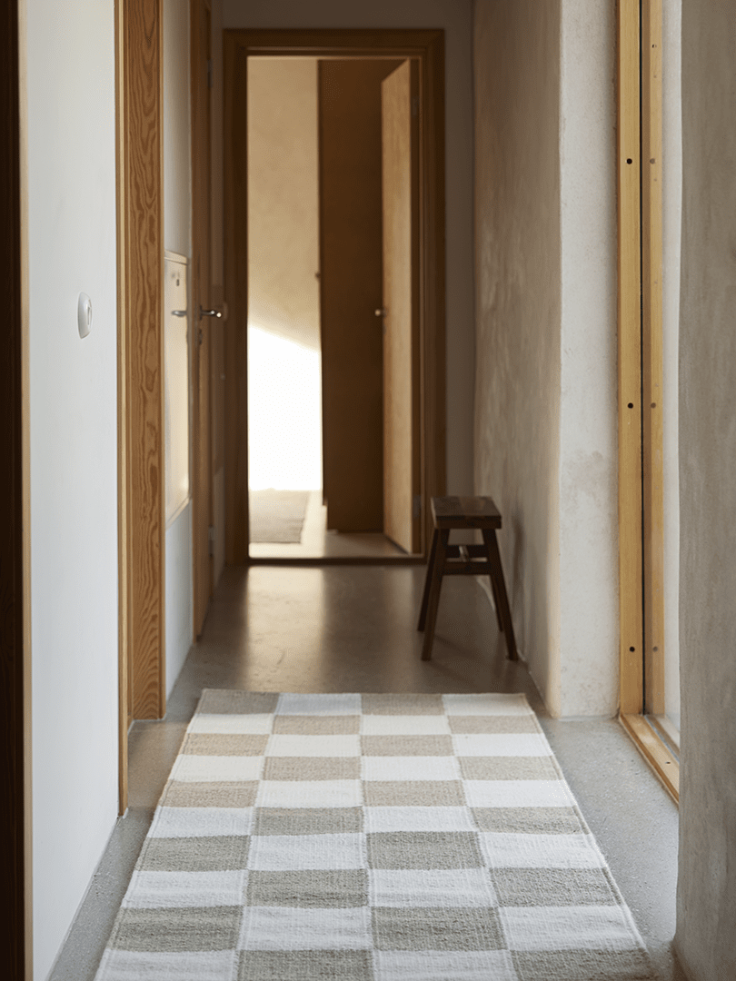 Løber Firkanter Tæppe 80x200cm - Hvid/Beige
