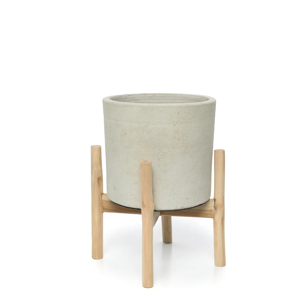 Kridt Lav Krukke - Beton Naturlig - S