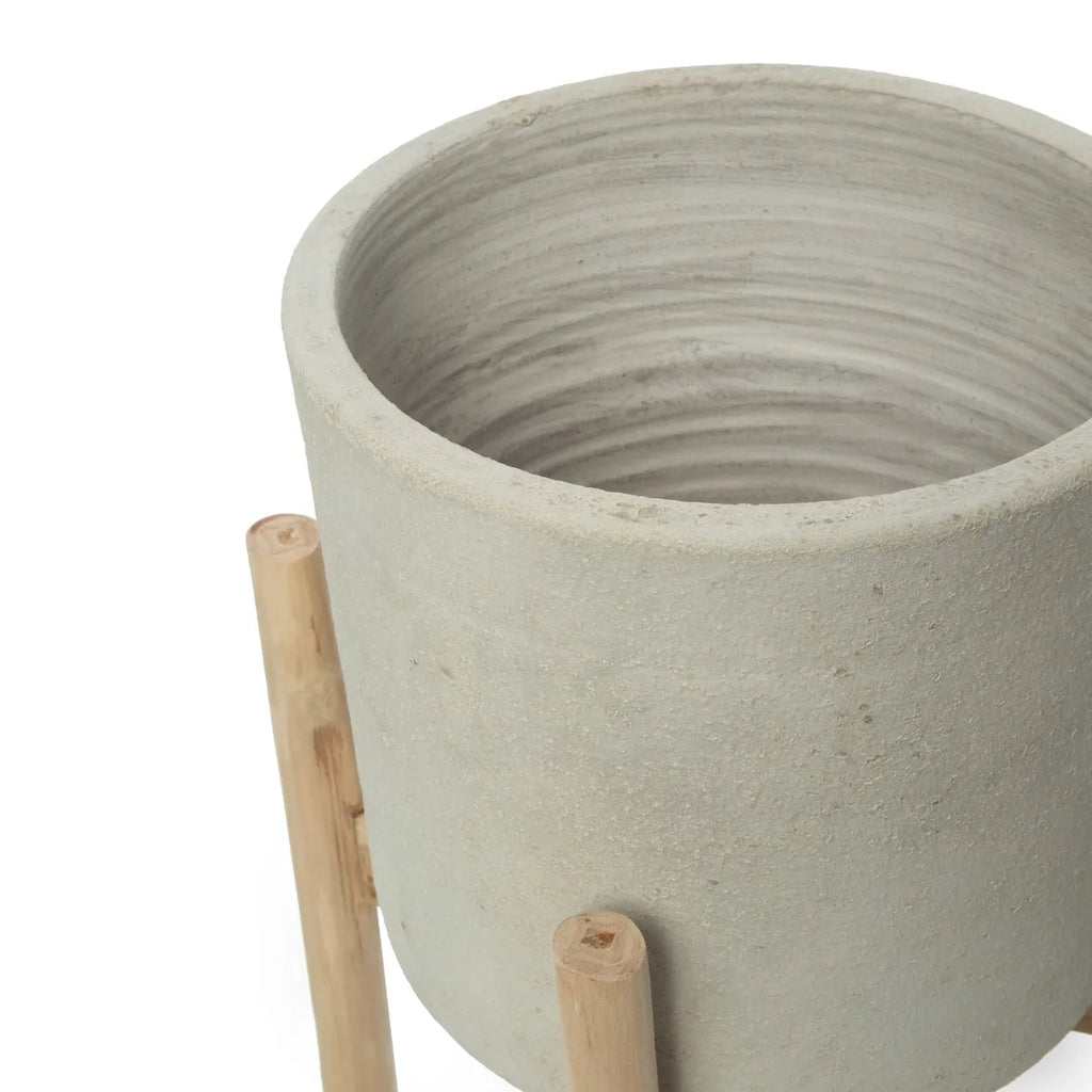 Kridt Lav Krukke - Beton Naturlig - S