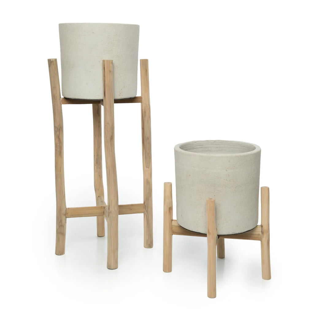 Kridt Lav Krukke - Beton Naturlig - S