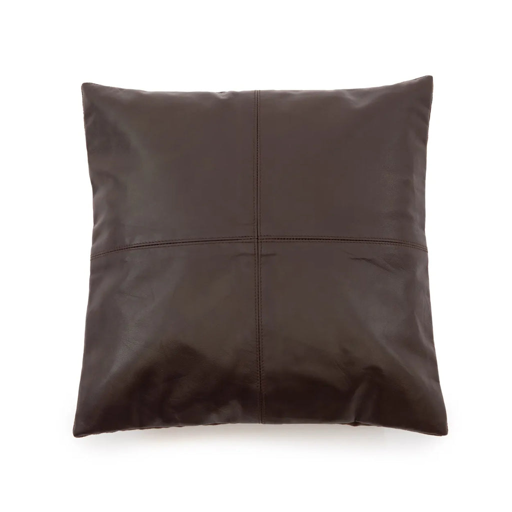 Den Firkantede Læderpudebetræk - Choco - 40x40cm