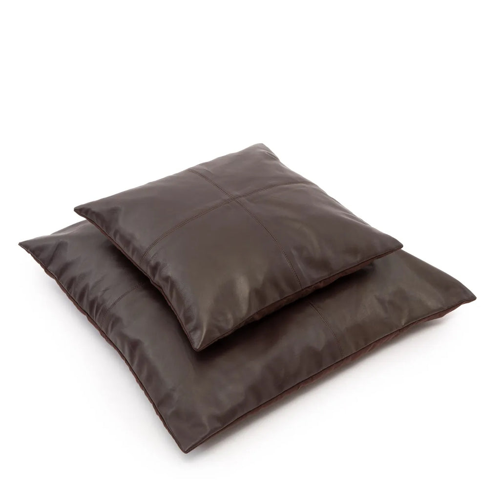 Den Firkantede Læderpudebetræk - Choco - 40x40cm