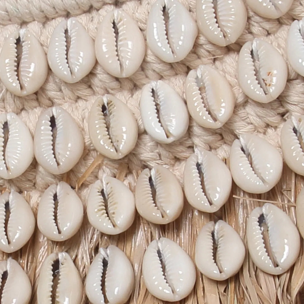 Raffia Cowrie Spejl - Naturlig Hvid