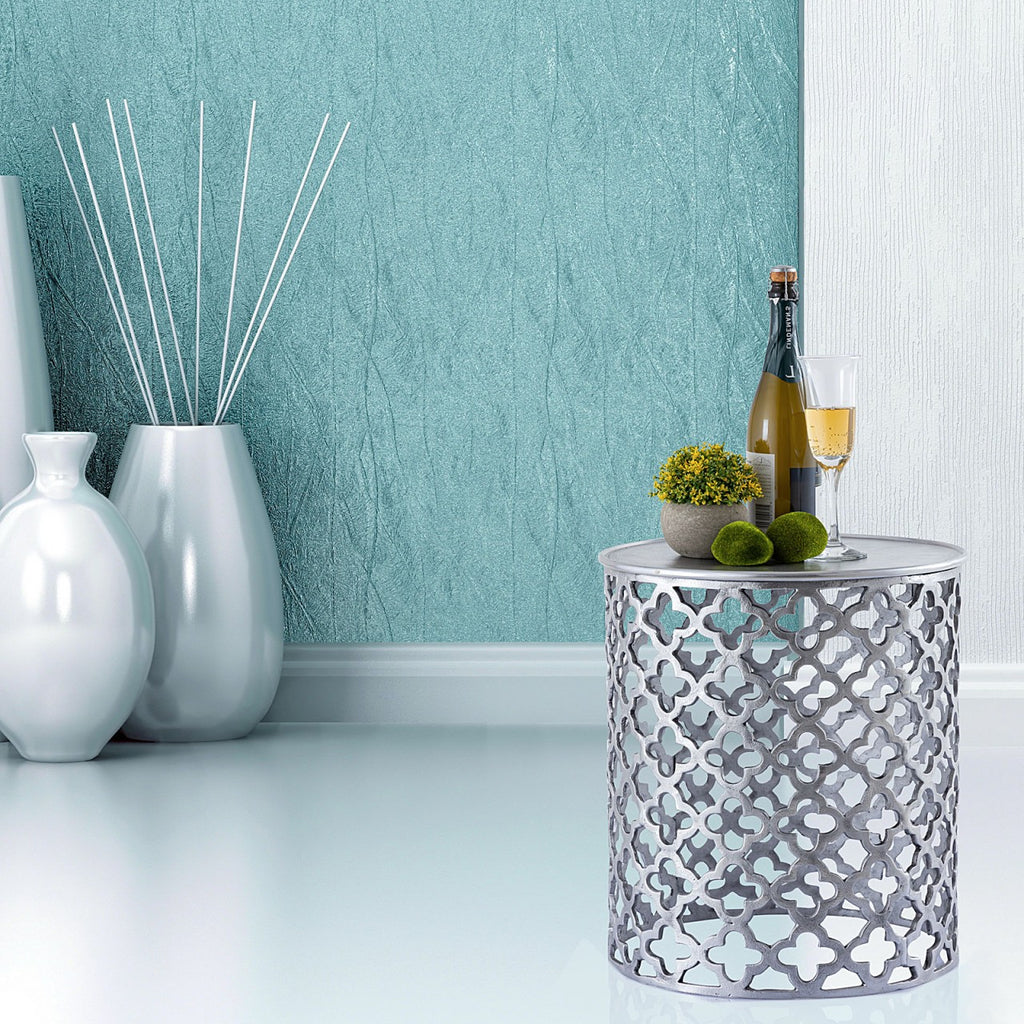 Dekobord/sidebord i metal Sidebord Ø40x45cm rund sølv - Nordic Unique