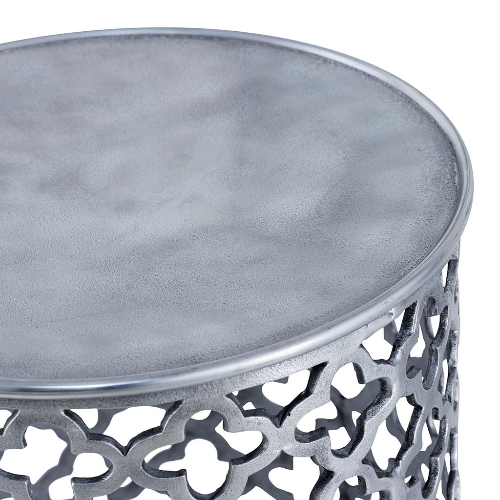 Dekobord/sidebord i metal Sidebord Ø40x45cm rund sølv - Nordic Unique