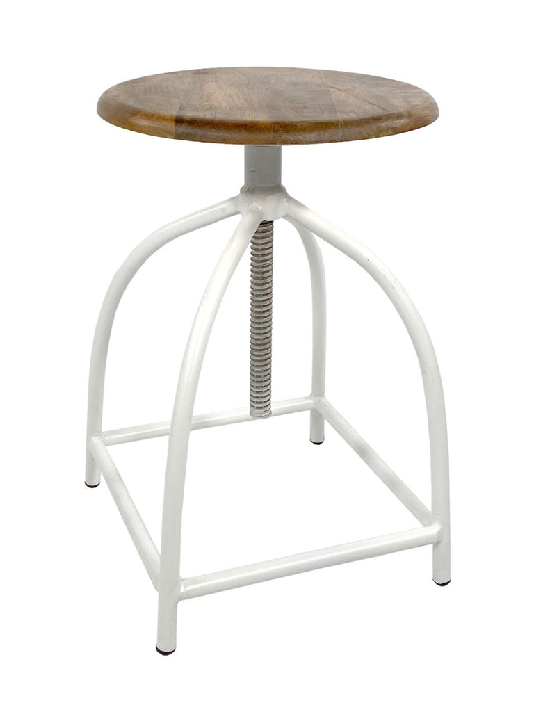 Drejestol/barstol, højdejusterbar i træ og metal hvid - Nordic Unique