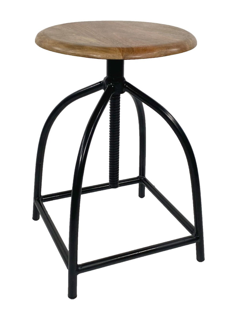 Drejestol/barstol, højdejusterbar i træ og metal sort - Nordic Unique