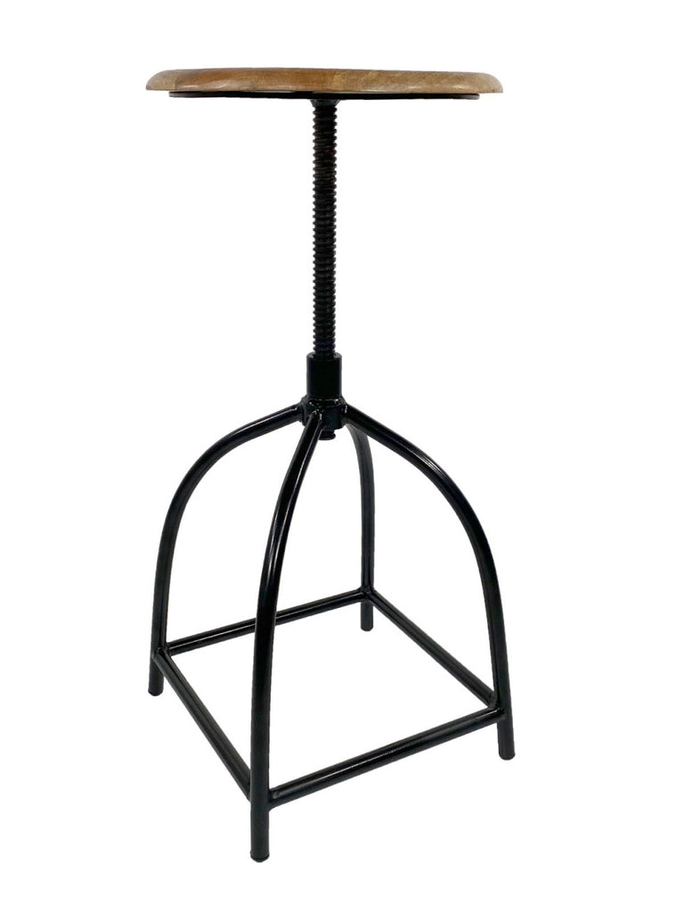 Drejestol/barstol, højdejusterbar i træ og metal sort - Nordic Unique