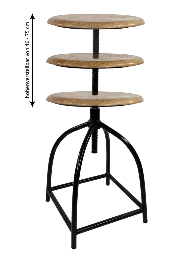 Drejestol/barstol, højdejusterbar i træ og metal sort - Nordic Unique