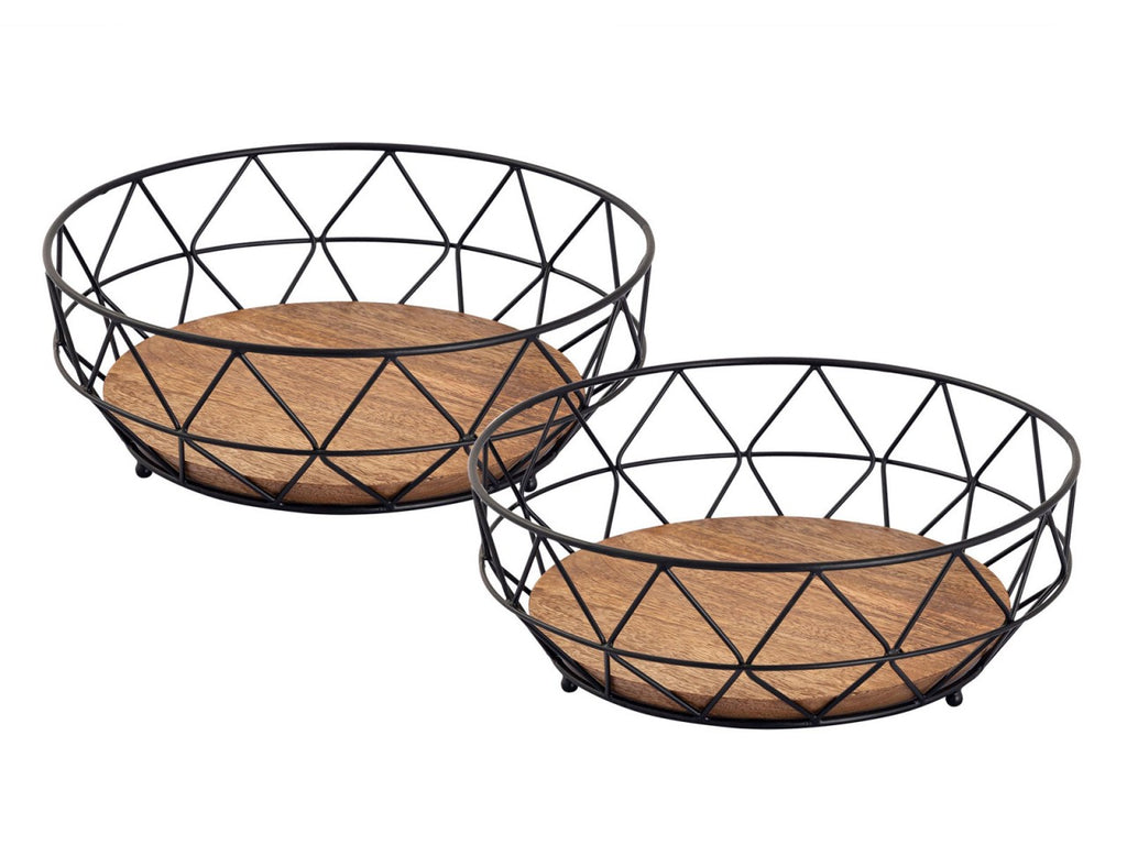 Frugtkurv Sæt 2 Stykker ø 28 H 10 cm Metal sort - Nordic Unique