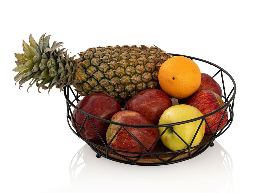 Frugtkurv Sæt 2 Stykker ø 28 H 10 cm Metal sort - Nordic Unique