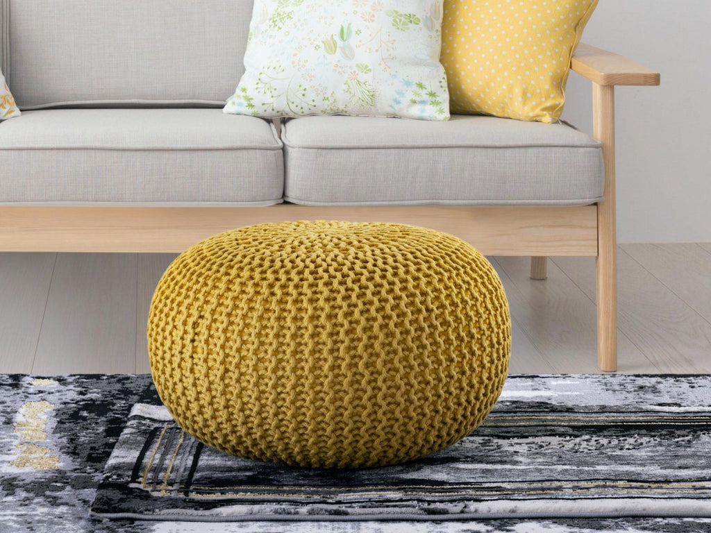 Puf/strikpuf premium Ø45cm 100% vandtæt gul - Nordic Unique