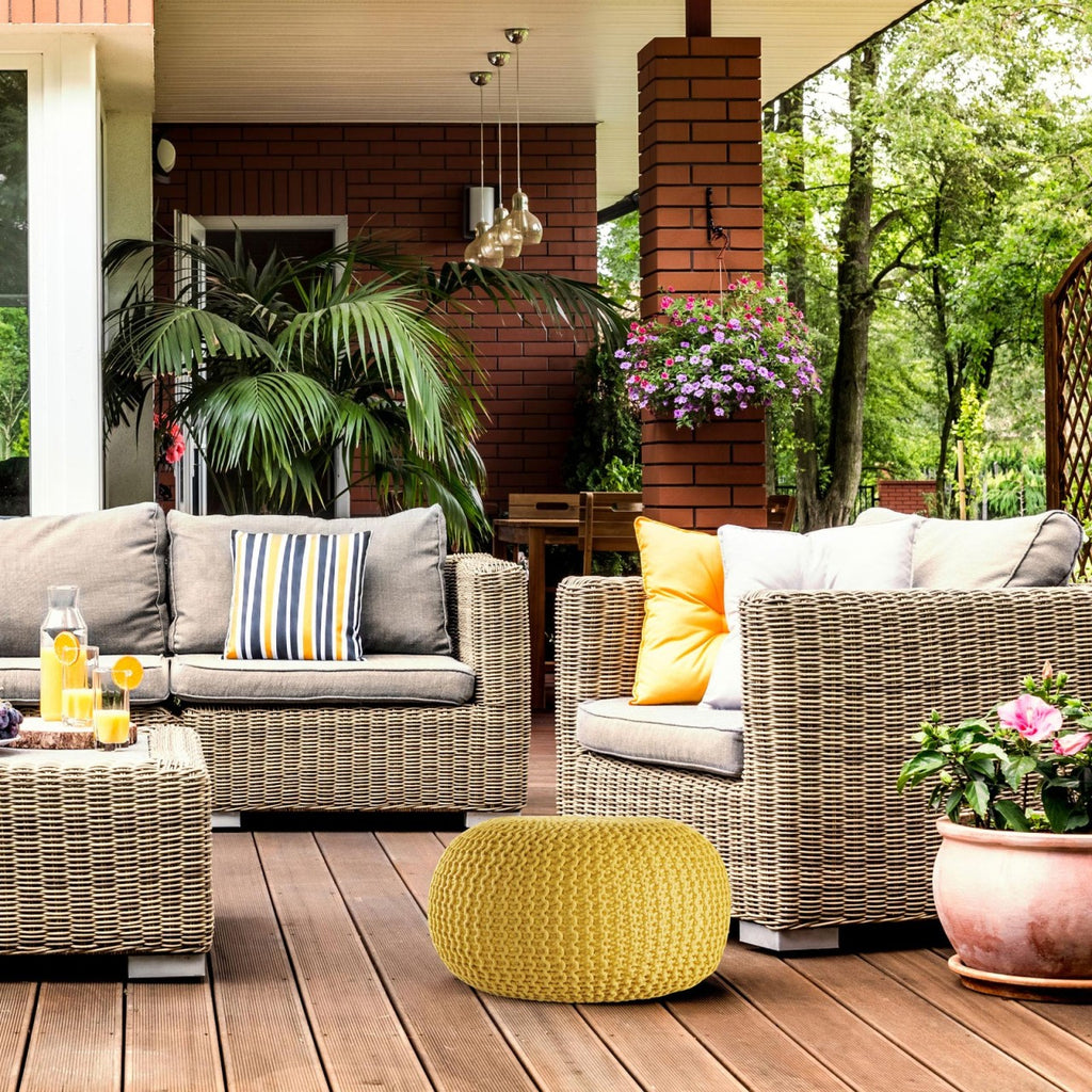 Puf/strikpuf premium Ø45cm 100% vandtæt gul - Nordic Unique